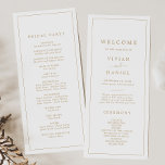 Minimalist Gold Typography Wedding Program<br><div class="desc">This minimalist gold typography wedding program is perfect for a simple wedding. The modern romantic design features classic gold and white typography. Customizable in any color. Keep the design simple and elegant, as is, or personalize it by adding your own graphics and artwork. Include the name of the bride and...</div>