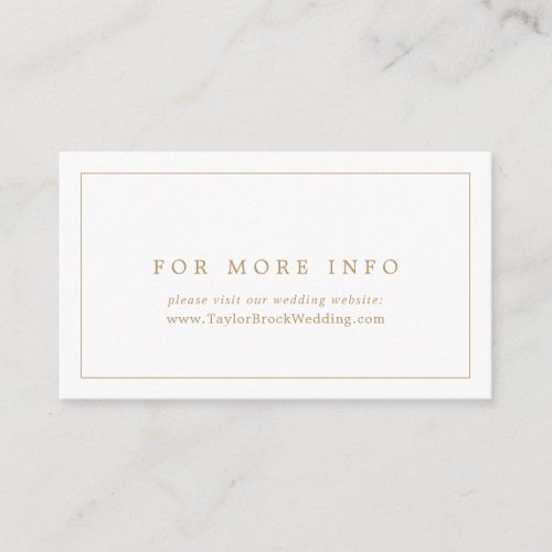 Minimalist Gold Typography Wedding Website Enclosure Card
