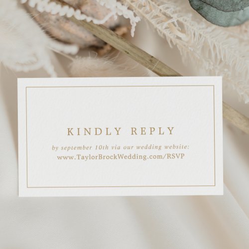 Minimalist Gold Typography Wedding Website RSVP Enclosure Card