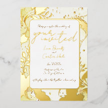 Minimalist Gold Watercolor Foil Invitation