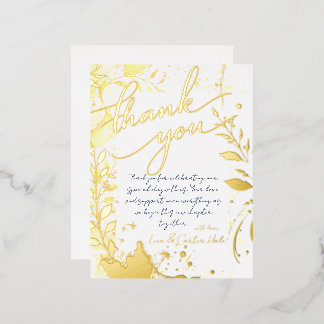 Minimalist Gold Watercolor Foil Thank You Card
