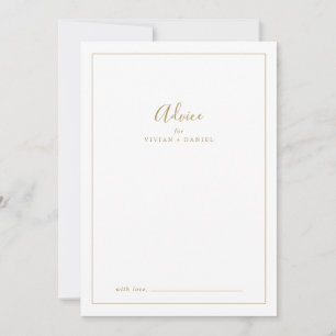Minimalist Gold Wedding Advice Card