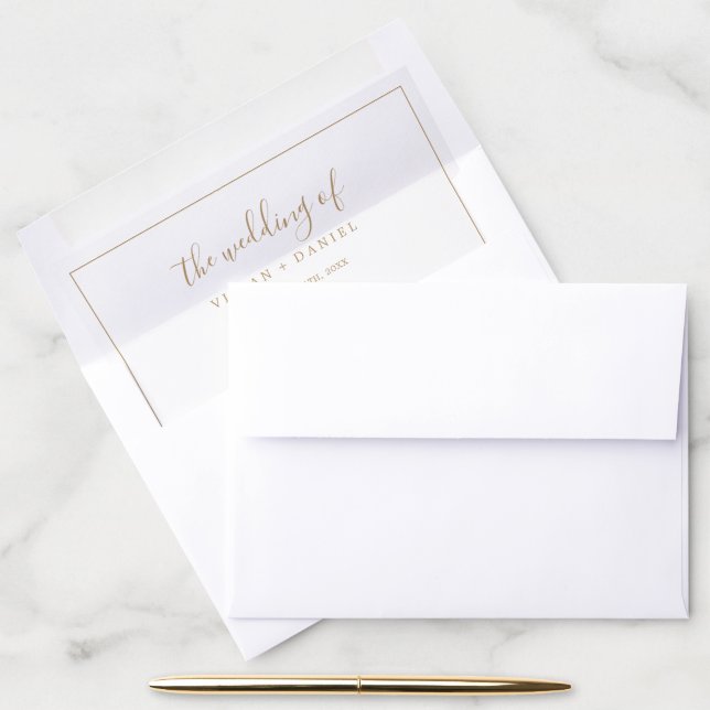 Minimalist Gold Wedding Envelope Liner (Desk)