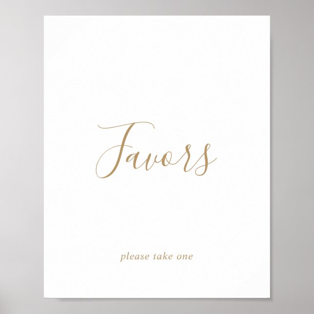 Minimalist Gold Wedding Favors Sign (Front)