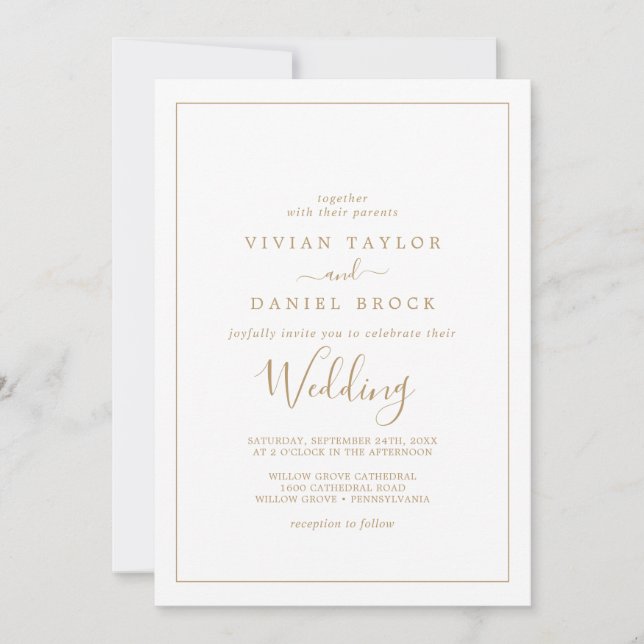 Minimalist Gold Wedding Invitation (Front)