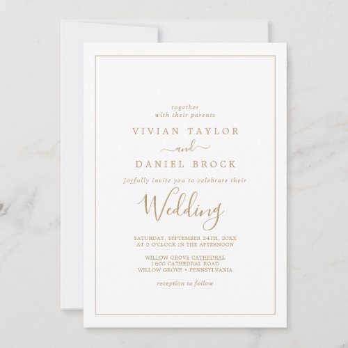 Minimalist Gold Wedding Invitation
