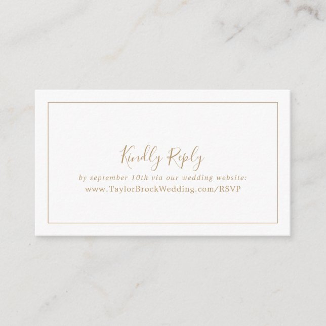 Minimalist Gold Wedding Website RSVP Enclosure Card (Front)