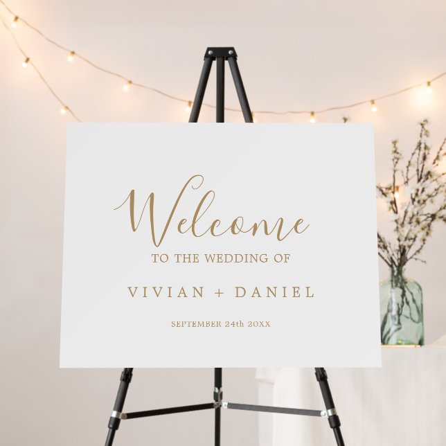 Minimalist Gold Wedding Welcome Foam Board (In Situ (Stand))