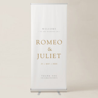 Minimalist Gold Welcome Wedding Retractable Banner
