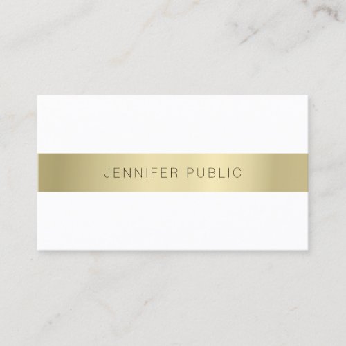 Minimalist Gold White Design Elegant Modern Plain Business Card