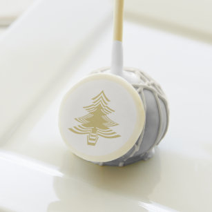 Minimalist Gold & White Iconic Christmas Tree Cake Pops