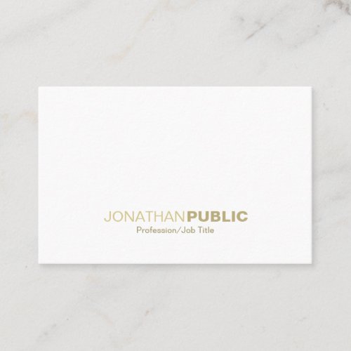 Minimalist Gold White Plain Modern Fashionable Business Card