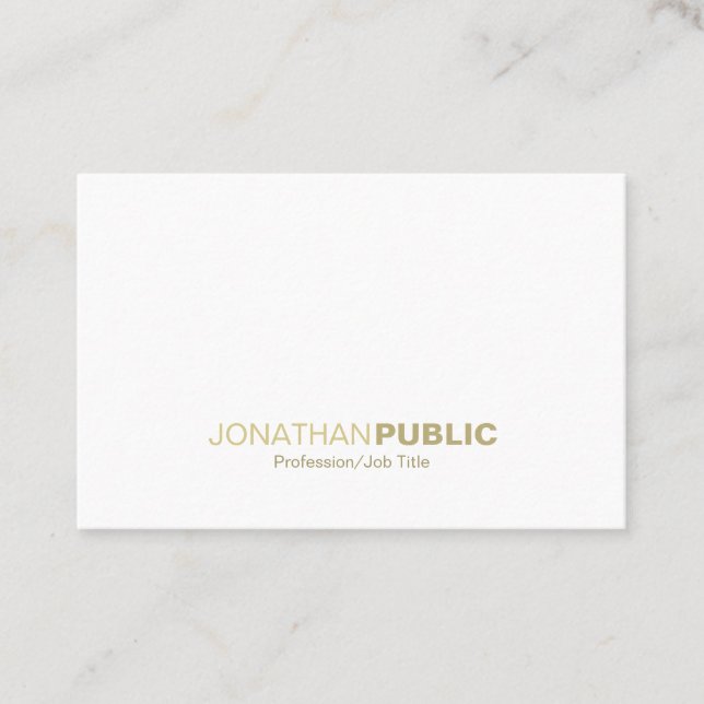 Minimalist Gold White Plain Modern Fashionable Business Card (Front)