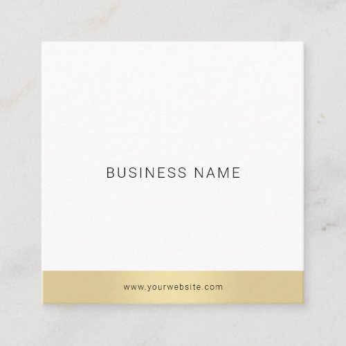 Minimalist Gold White Professional Elegant Plain Square Business Card