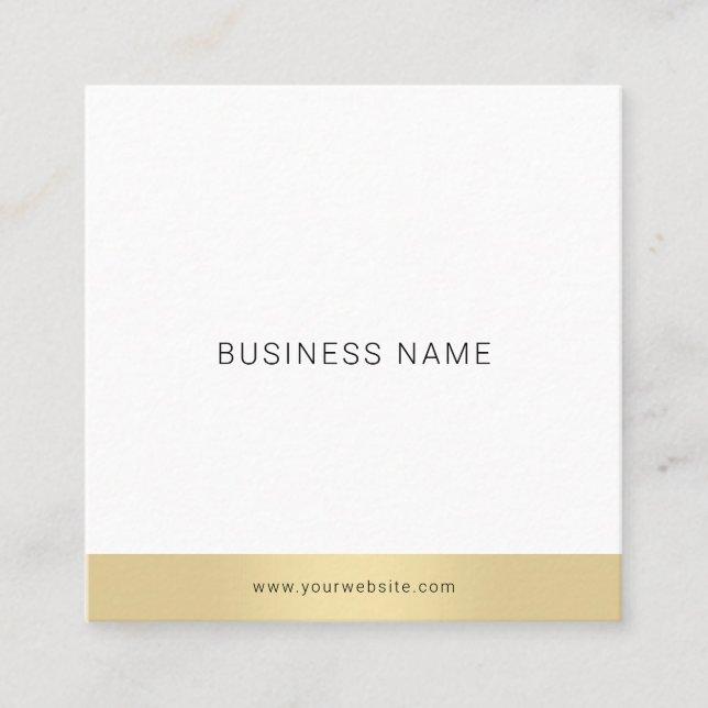 Minimalist Gold White Professional Elegant Plain Square Business Card (Front)
