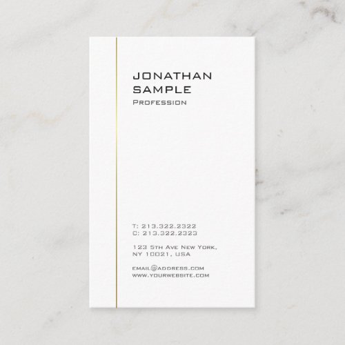 Minimalist Gold White Template Professional Modern Business Card