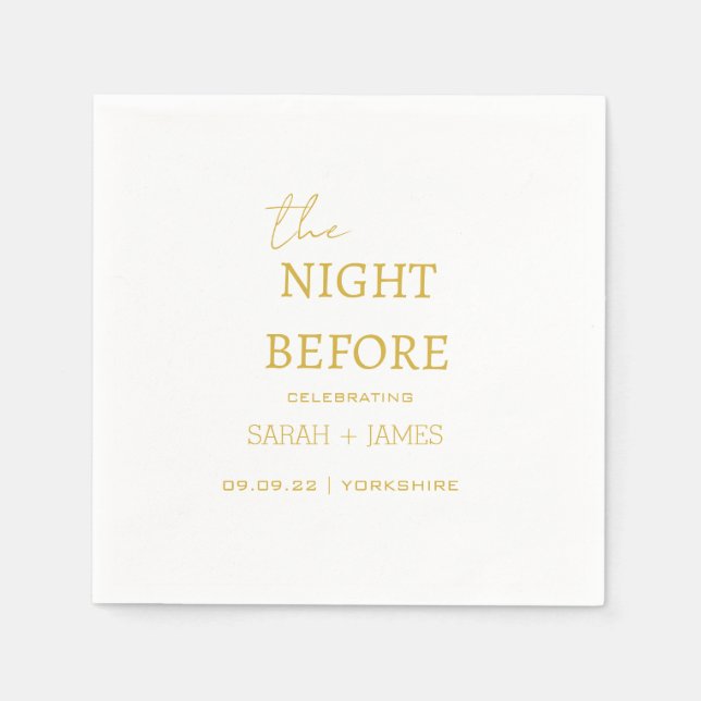 Minimalist Gold & White The Night Before Wedding  Napkins (Front)