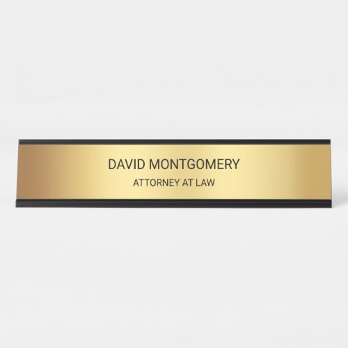 Minimalist Gold with Black Typography Lawyer Desk Name Plate