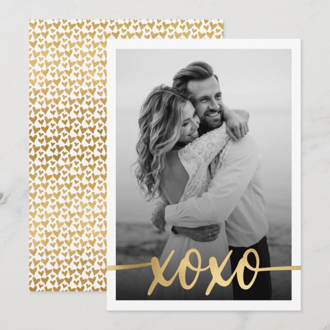 Minimalist Gold XOXO Valentine's Day Photo (Front/Back)
