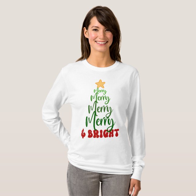 Minimalist Gold Yellow Red Cute Christmas Holiday  T-Shirt (Front Full)