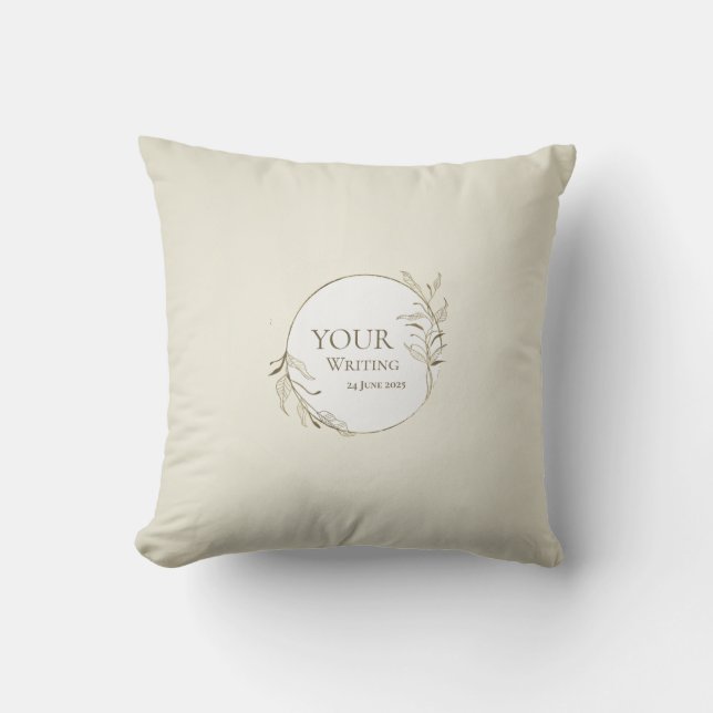 Minimalist Golden Botanical Foliage Throw Pillow (Front)