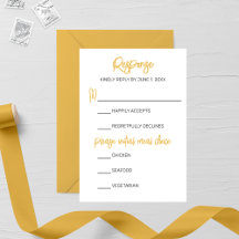 Minimalist Golden Calligraphy Wedding RSVP Card