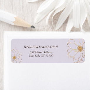 Minimalist golden flower lavender Return Address Label