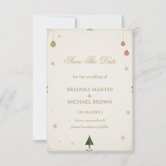 Minimalist Golden Holiday Winter Elegance Save The Date