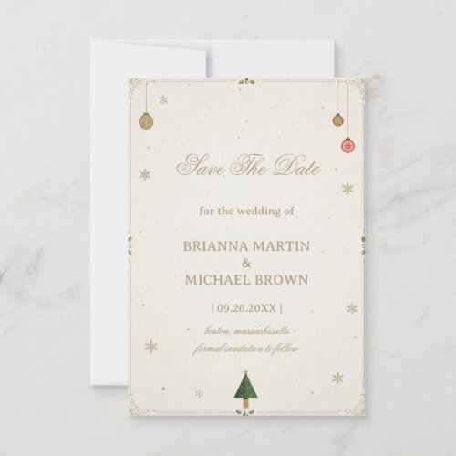 Minimalist Golden Holiday Winter Elegance Save The Date