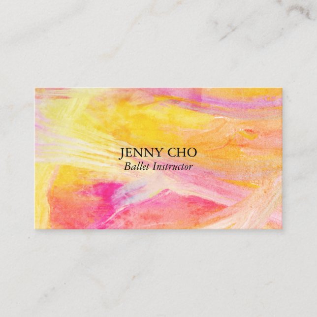 Minimalist golden painting textured business card (Front)