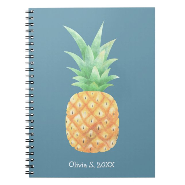 Minimalist Golden Pineapple Personalized Notebook (Front)