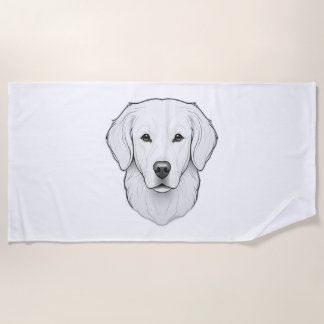 Minimalist Golden Retriever Beach Towel