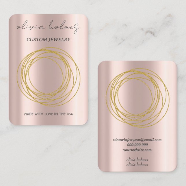 Minimalist golden rose jewelry business card (Front/Back)