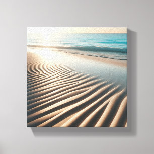 Minimalist Golden Sand Ripples on Tropical Beach Canvas Print