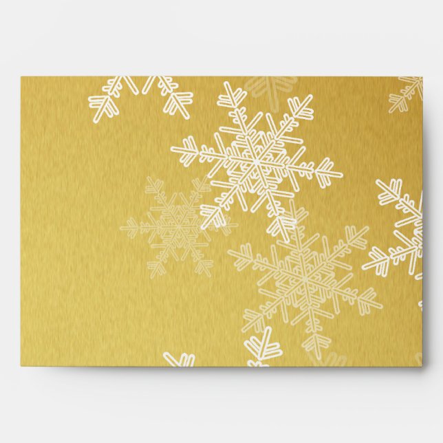  Minimalist Golden Snowflakes Christmas Patter Envelope (Front)