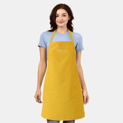 Minimalist golden yellow custom name text monogram apron