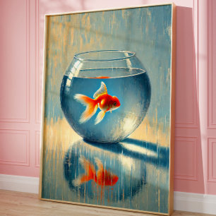 Minimalist Goldfish Bowl Wall Art Print