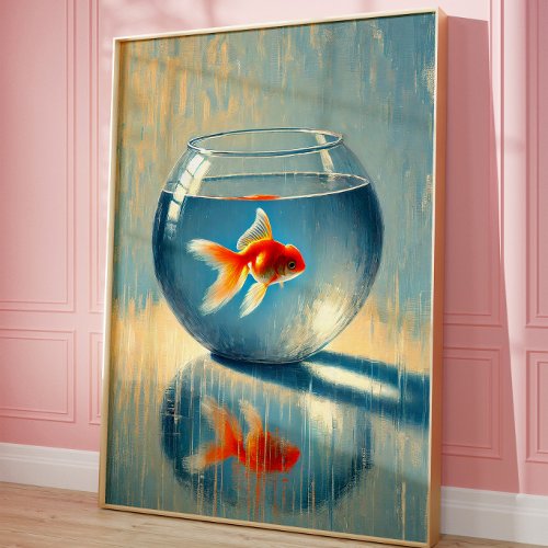 Minimalist Goldfish Bowl Wall Art Print