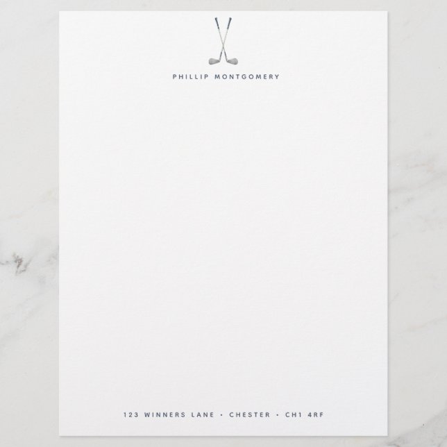 Minimalist Golf Clubs Personalized Letterhead (Front)