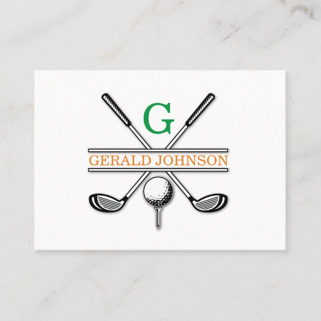 Minimalist Golf Monogram Design Business Card (Front)