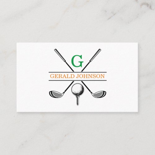 Minimalist Golf Monogram Design Business Card