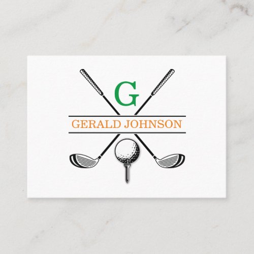 Minimalist Golf Monogram Design Business Card