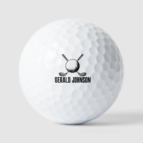 Minimalist Golf Monogram Design Golf Balls