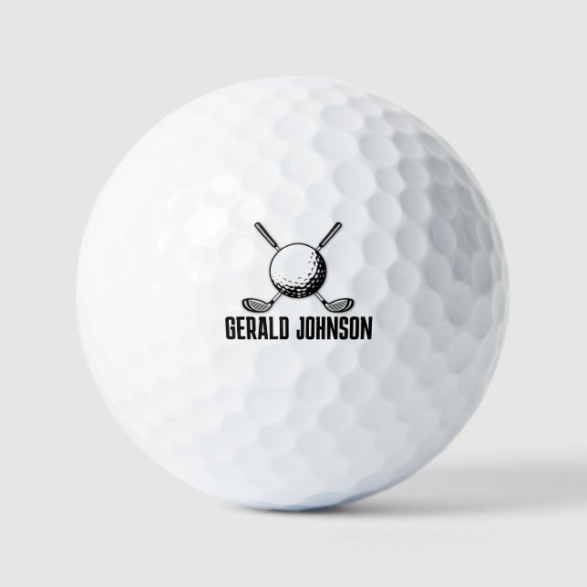 Minimalist Golf Monogram Design Golf Balls (Front)