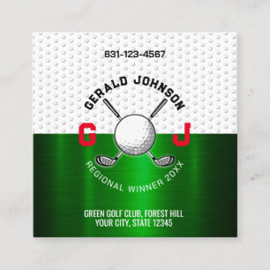 Minimalist Golf Monogram Design Square Business Card