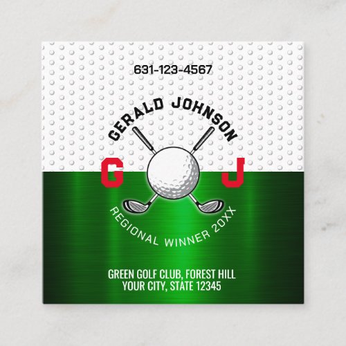 Minimalist Golf Monogram Design Square Business Card