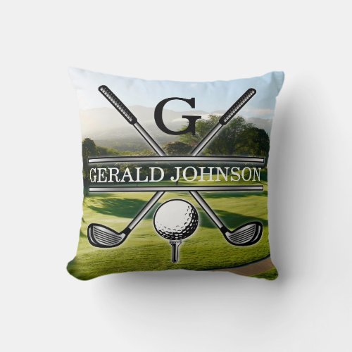 Minimalist Golf Monogram Design Throw Pillow