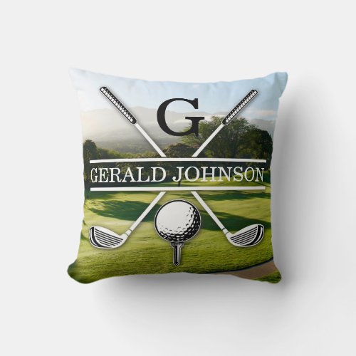 Minimalist Golf Monogram Design Throw Pillow