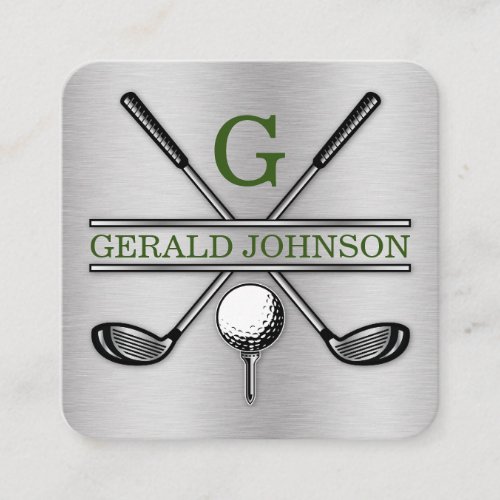 Minimalist Golf Monogram Square Business Card