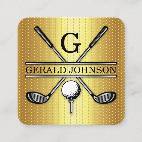 Minimalist Golf Monogram Square Business Card